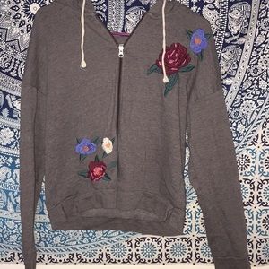Grey floral hoodie